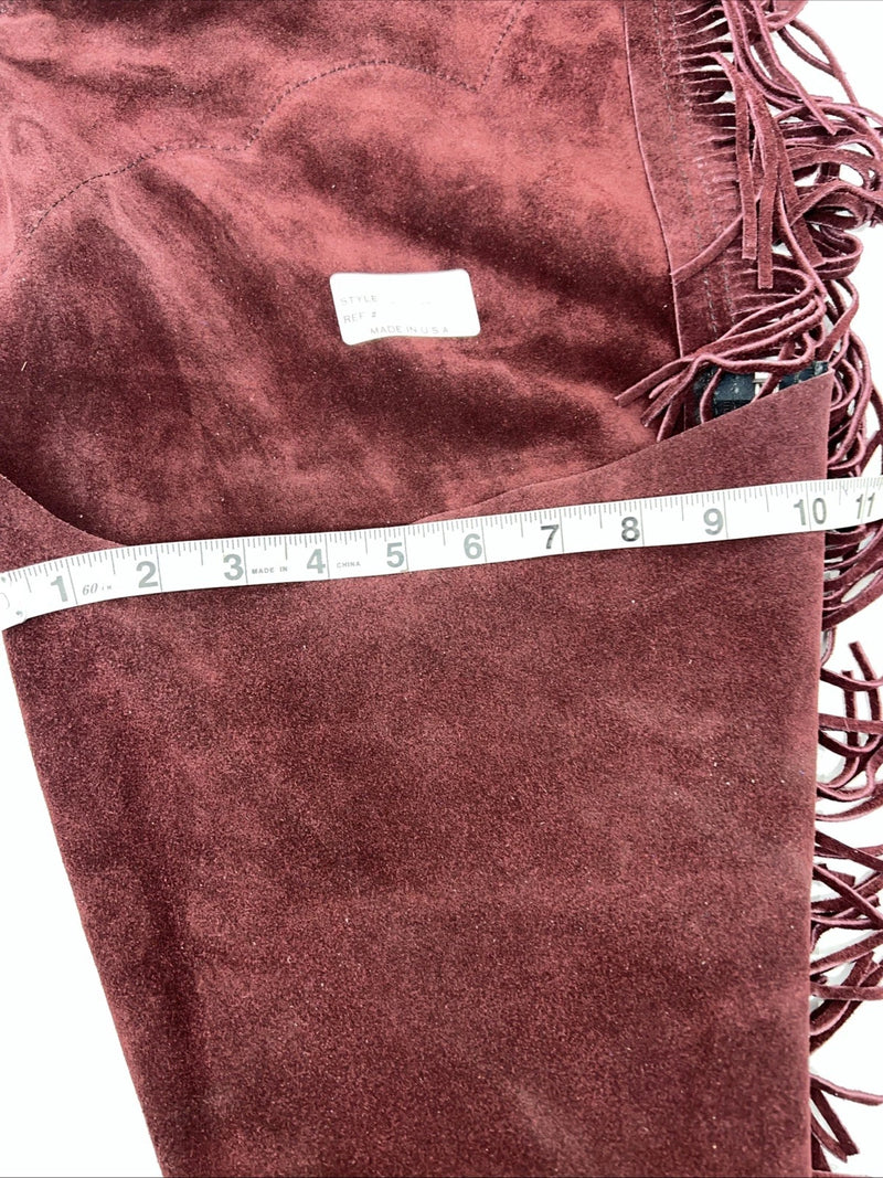 New Burgundy Congress Leather Show Chaps Adjustable Waist 31” N-23