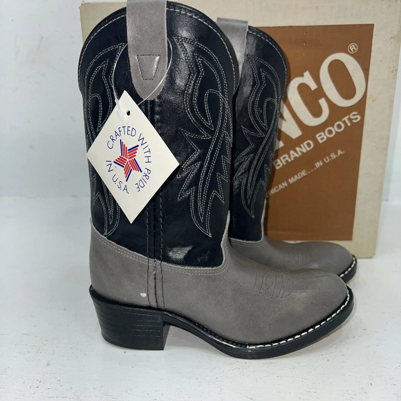 New Children’s Gray And Navy Bronco Cowboy Boots. 11.5 11 1/2 D. 24-100