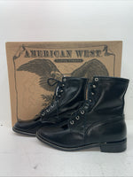New Men’s Black Lace Up American West Cowboy Boots. 6991 9.5 9 1/2 E W. 6-101
