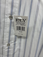 New Men’s ELY Cattleman White Stripe Short Sleeve Pearl Snap XL J-35
