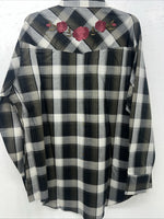 New Men’s Green Plaid Rose ELY cattleman Pearl Snap Long Sleeve Shirt. XXL G-66