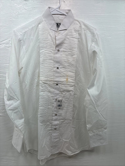 New ELY Cattleman White Long Sleeve Pearl Snap English Shirt Small X-97