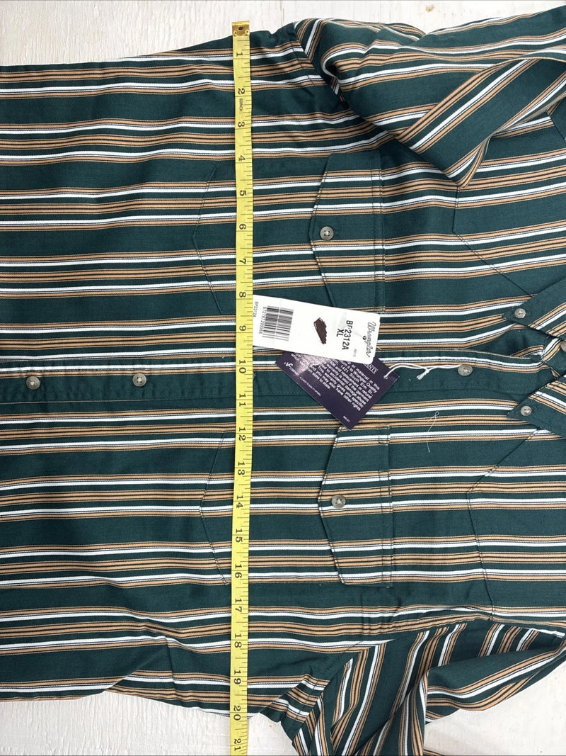 New Kids Wrangler Green Stripe Long Sleeve Button Up XL CC-89
