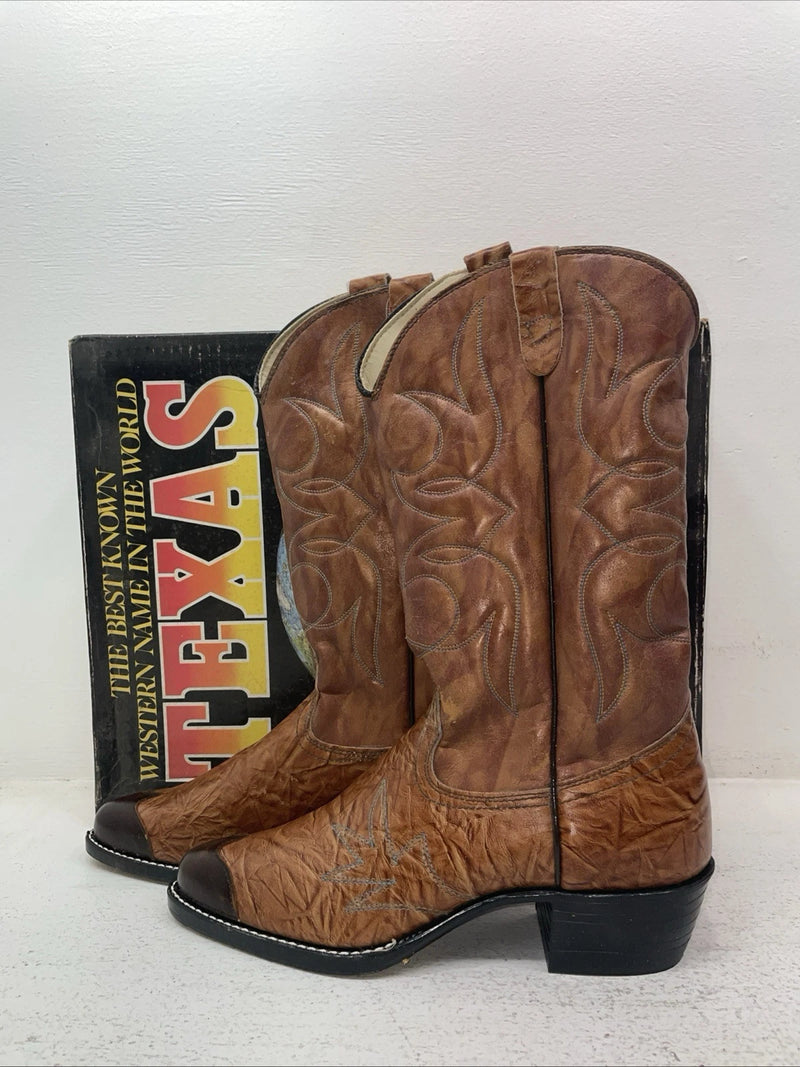 New Men’s Brown Texas Brand Cowboy Boots. 1081 9 E E. 4-81