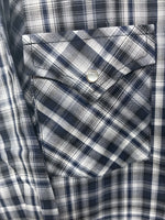 New Kids ELY Cattleman Black Plaid Long Sleeve Pearl Snap Size 14 DD-36