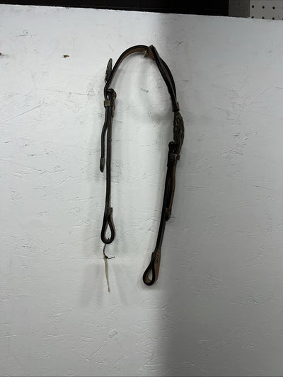 New Circle Y One Ear Leather Metal Plate Headstall #287-7107 U-37