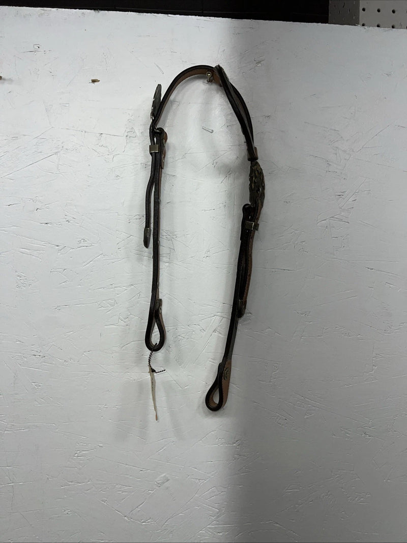 New Circle Y One Ear Leather Metal Plate Headstall #287-7107 U-37