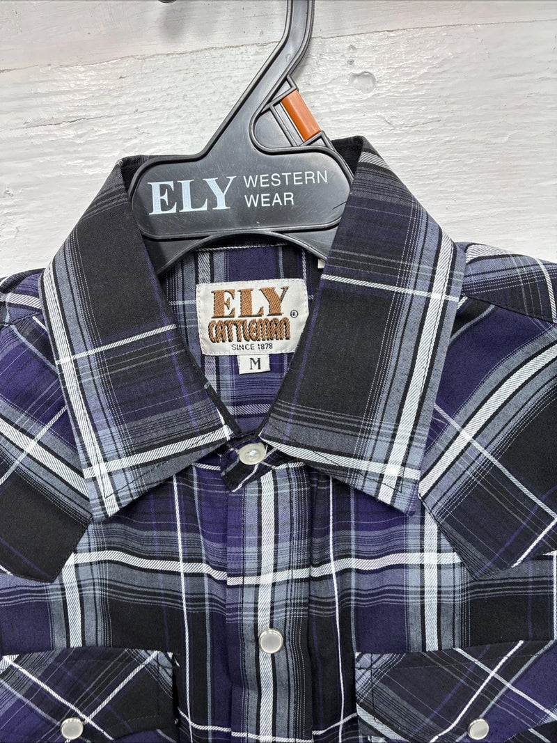 New Kids ELY Cattleman Purple Plaid Long Sleeve Pearl Snap Medium DD-28