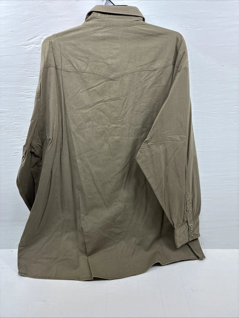 New Men’s White Horse Green Long Sleeve Square Pearl Snap 3XL E-63