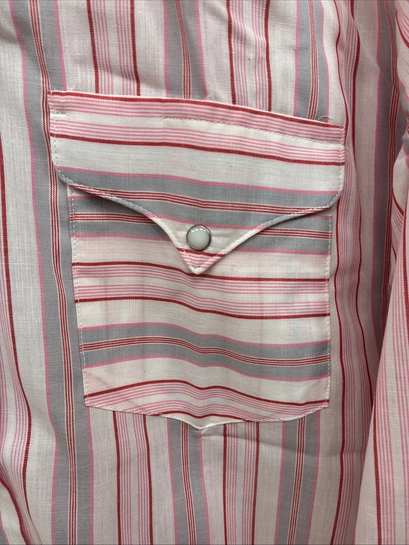 New Women’s Panhandle Slim Pink Stipe Long Sleeve Pearl Snap 16 XL X-48
