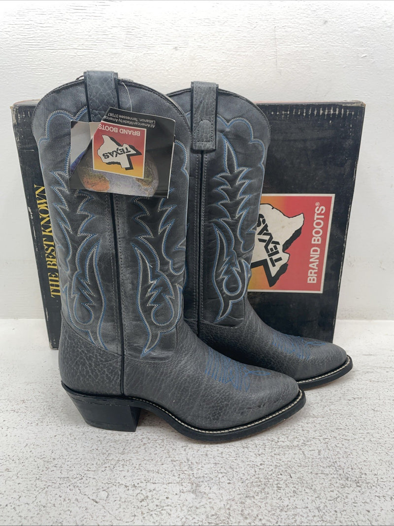New Men’s Gray Texas Brand Cowboy Boots. 6122 8 D. 1-104