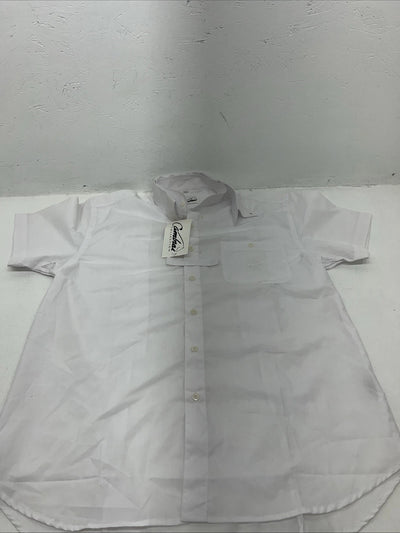 New Men’s White Cambrai Short Sleeve English Riding Shirt. Small G-37