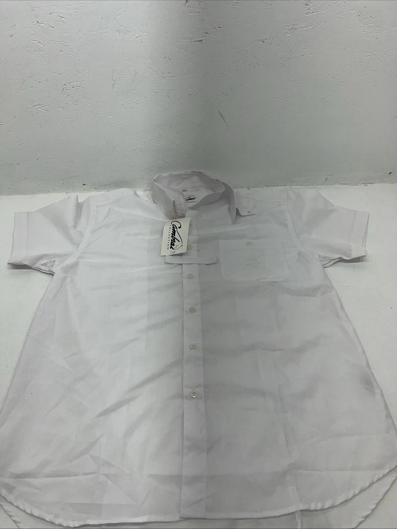 New Men’s White Cambrai Short Sleeve English Riding Shirt. Small G-37