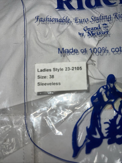 New Women’s White Comfort Riders Sleeveless Riding Shirt. 38 D-43