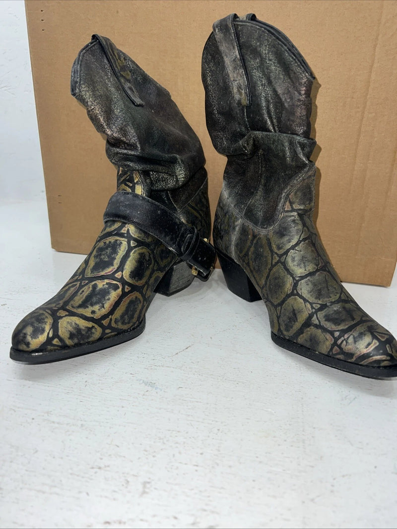 New Women’s Metallic Short Kenny Rodger’s Cowboy Boots.  6.5 6 1/2 M. 19-105