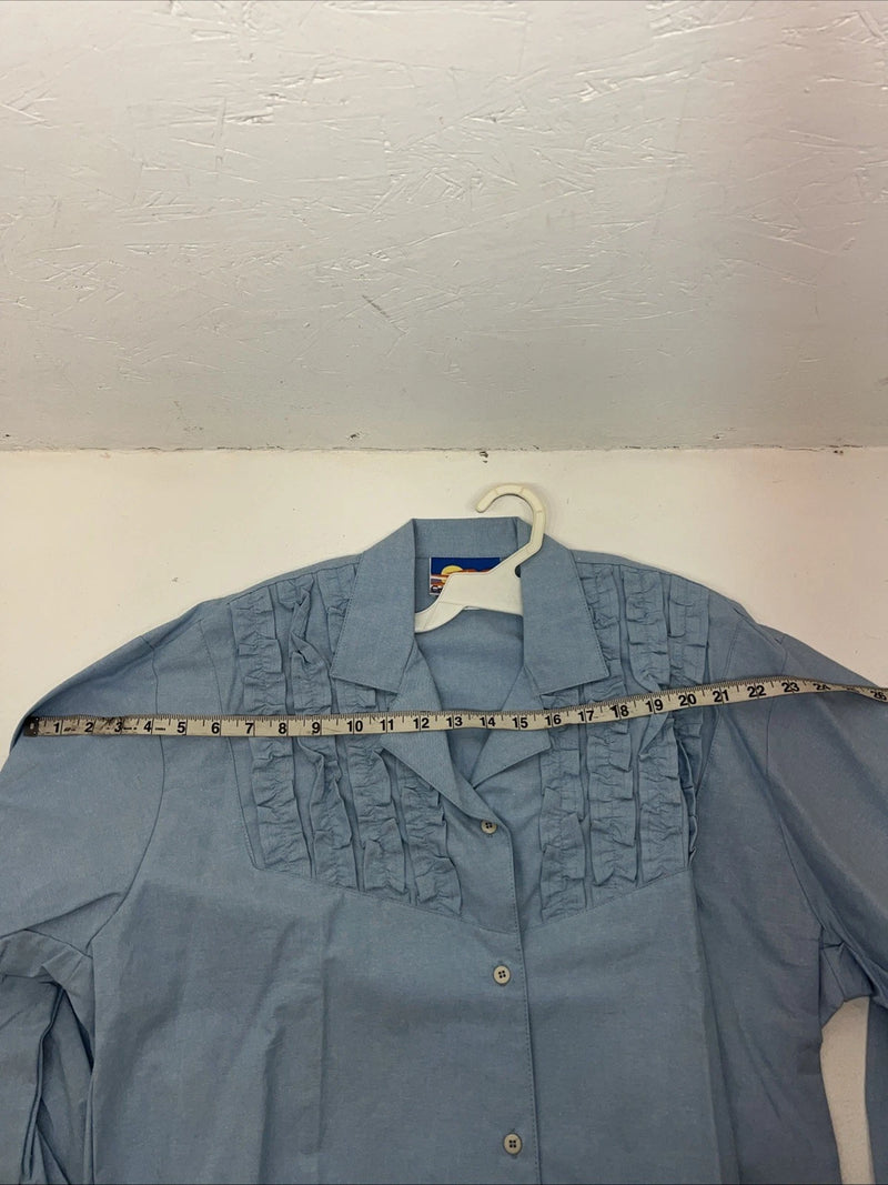 New Women’s Cricket By The Creek Blue Long Sleeve Button Up Shirt M 3C-40