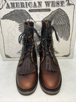 New Women’s Brown Lace Up American West Cowboy Boots. 59000 7.5 7 1/2 M. 17-58