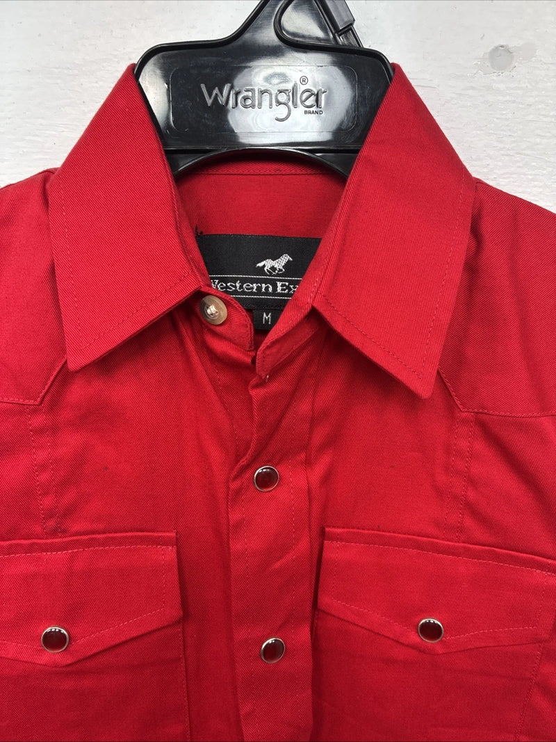 New Boys Western Express Red Long Sleeve Pearl Snap Medium DD-121