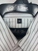 New Kids White Horse Gray Stripe Long Sleeve Pearl Snap Medium DD-57