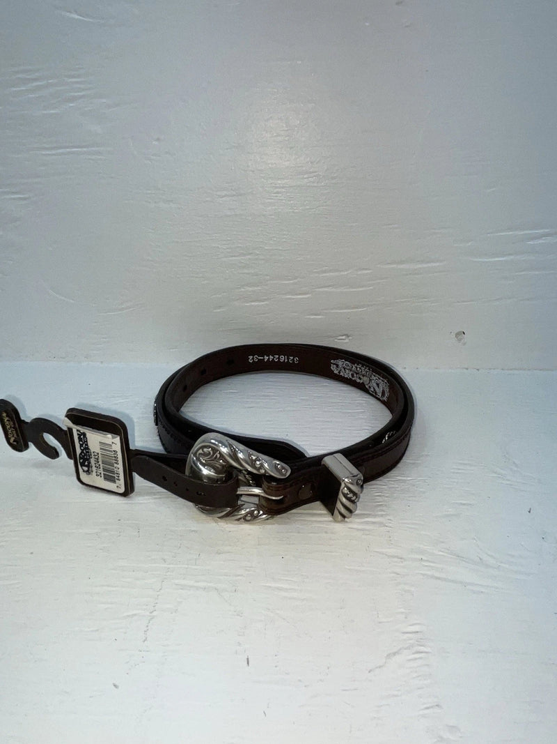New Brown Genuine Leather Nocona Silver Pendent 32” Belt #3216244 Z-143