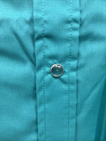 New Men’s ELY Cattleman Teal Western Short Sleeve Pearl Snap 16.5 Large T-52