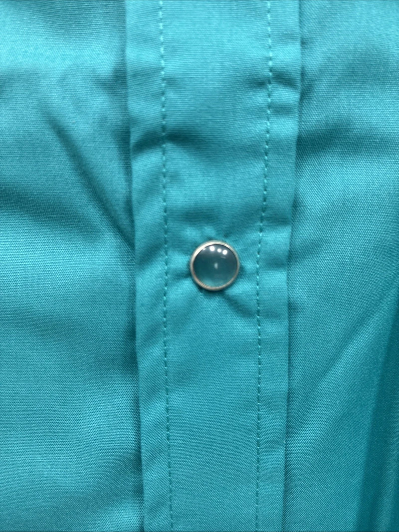 New Men’s ELY Cattleman Teal Western Short Sleeve Pearl Snap 16.5 Large T-52