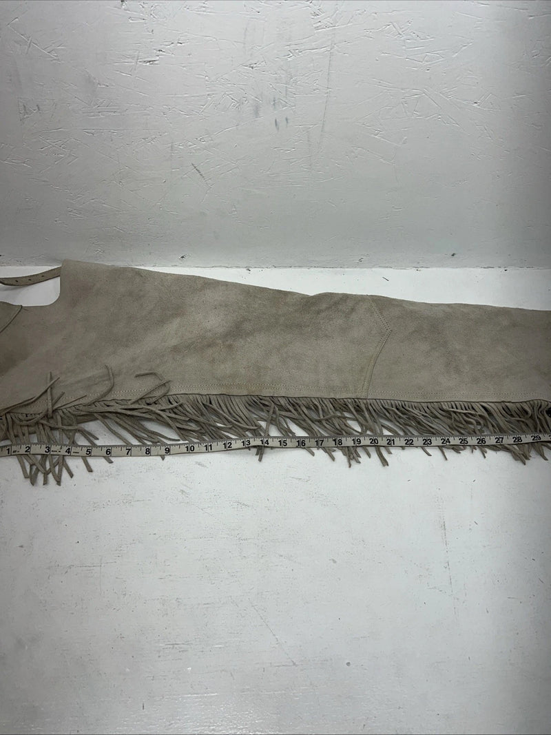 NOS Tan Show Chaps With Fringe Adjustable Waist 43” XL N-39