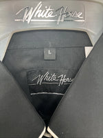 New Women’s White Horse Black Design Long Sleeve Pearl Snap Large LL-112