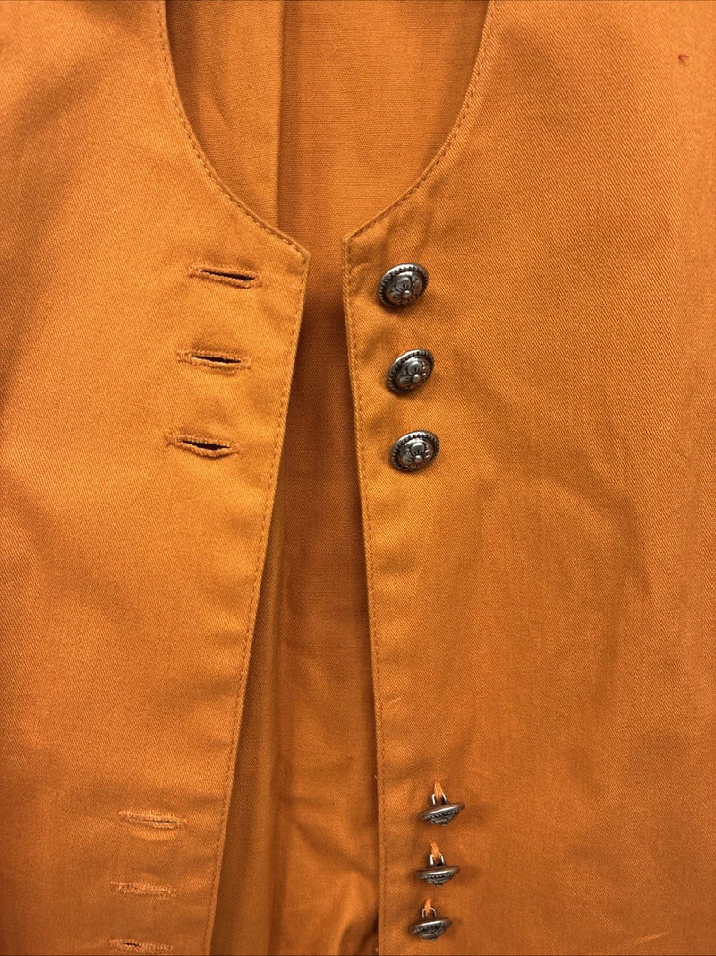 New Women’s Cumberland Orange Black Short Sleeve Button Up XL TT-5