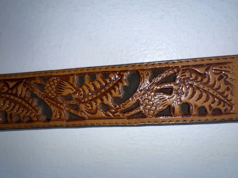 New Brown Genuine Leather Circle Y Tooled 30” Belt #9290 Z-94