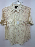 New Women’s White Horse Yellow Floral Short Sleeve Pearl Snap Large II-95