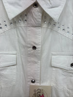 New Women’s Cumberland White Gem Long Sleeve Pearl Snap Medium LL-8