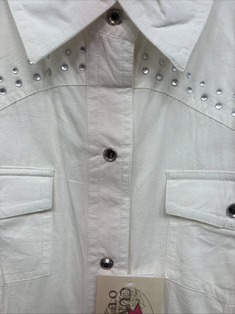 New Women’s Cumberland White Gem Long Sleeve Pearl Snap Medium LL-8