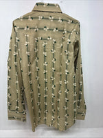 New Women’s ELY Plains Yellow Green Floral Long Sleeve Pearl Snap 16 GG-19