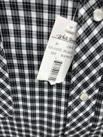 New Men’s White Horse Black White Checkered Long Sleeve Pearl Snap 3XL E-59