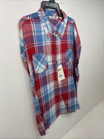 New Women’s Cumberland Red Blue Plaid Short Sleeve Button Up 2XL GG-22