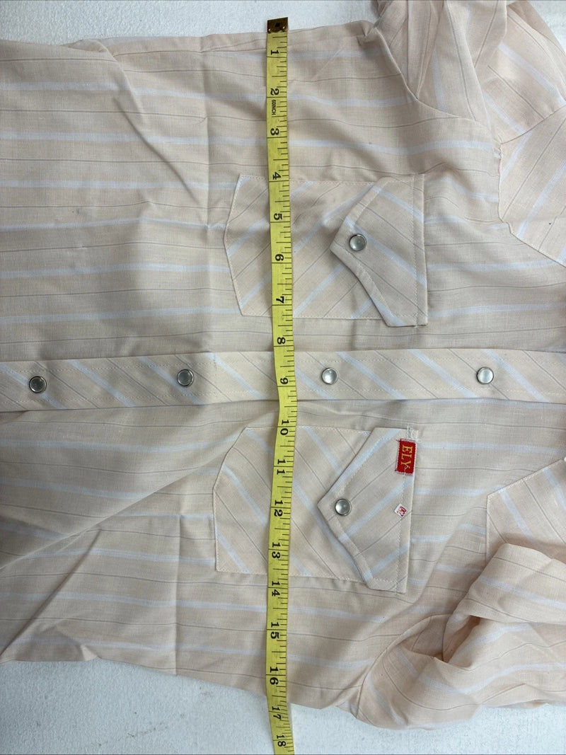 New Boys ELY Plains Tan Stripe Long Sleeve Pearl Snap Size 14 DD-108