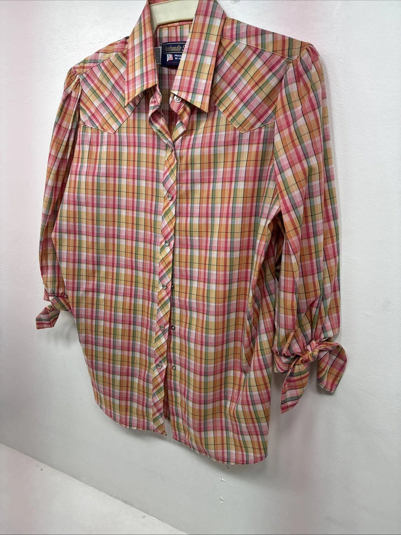 New Women’s Panhandle Slim Multicolor Plaid Long Sleeve Pearl Snap 16 X 38 II-18