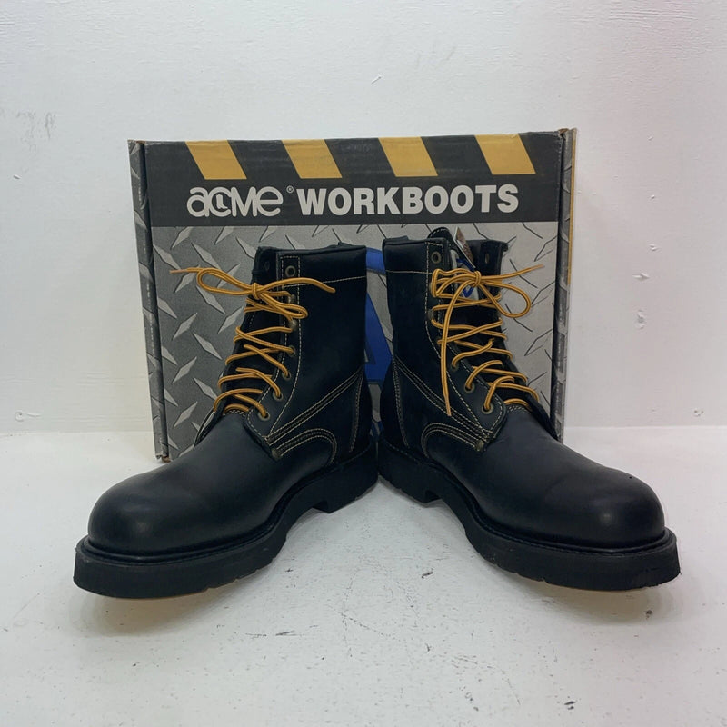 New Women’s Black Lace up Steel Toe Acme Cowboy Boots. 8075 10 M. 15-125