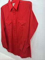 New Men’s ELY Cattleman Red Simple Long Sleeve Pearl Snap Medium J-92