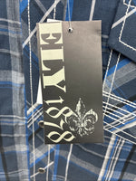 New Men’s ELY 1878 Plus Gray Plaid Short Sleeve Pearl Snap Large X-59
