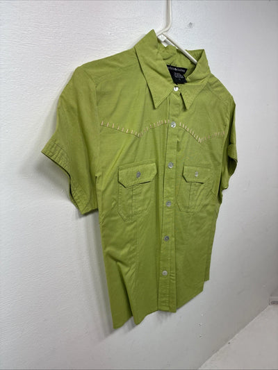 New Women’s Gordon James Green Short Sleeve Button Up Large KK-75