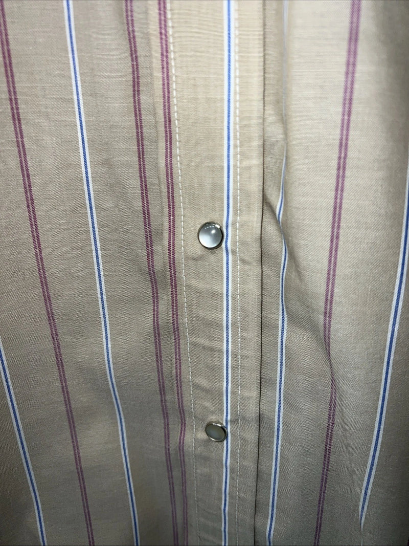 New Men’s Brown Texas Sage Pearl Snap Short Sleeve Shirt. 16.5 L P-43
