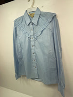 New Women’s Blue Ely Long Sleeve Pearl Snap Shirt M #14119 3B-22