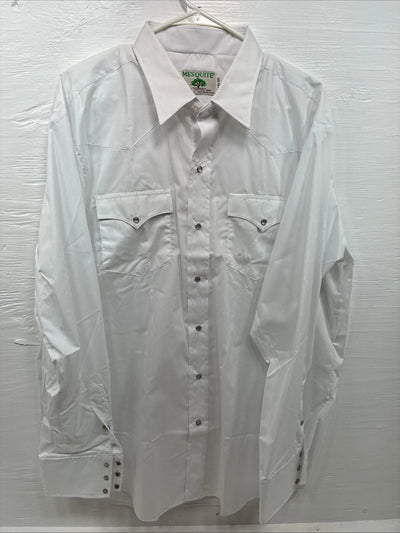 New Men’s Mesquite White Long Sleeve Pearl Snap 17.5 X 37 XL T-91