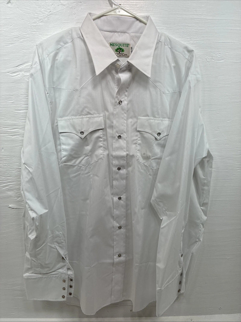 New Men’s Mesquite White Long Sleeve Pearl Snap 17.5 X 37 XL T-91