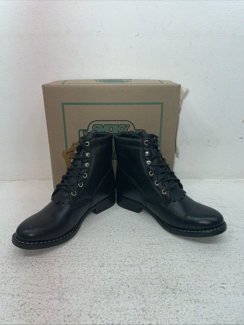 New Kids Black Lace Up Smoky Mountain Cowboy Boots. 3009 C 1.5 1 1/2. 22-20