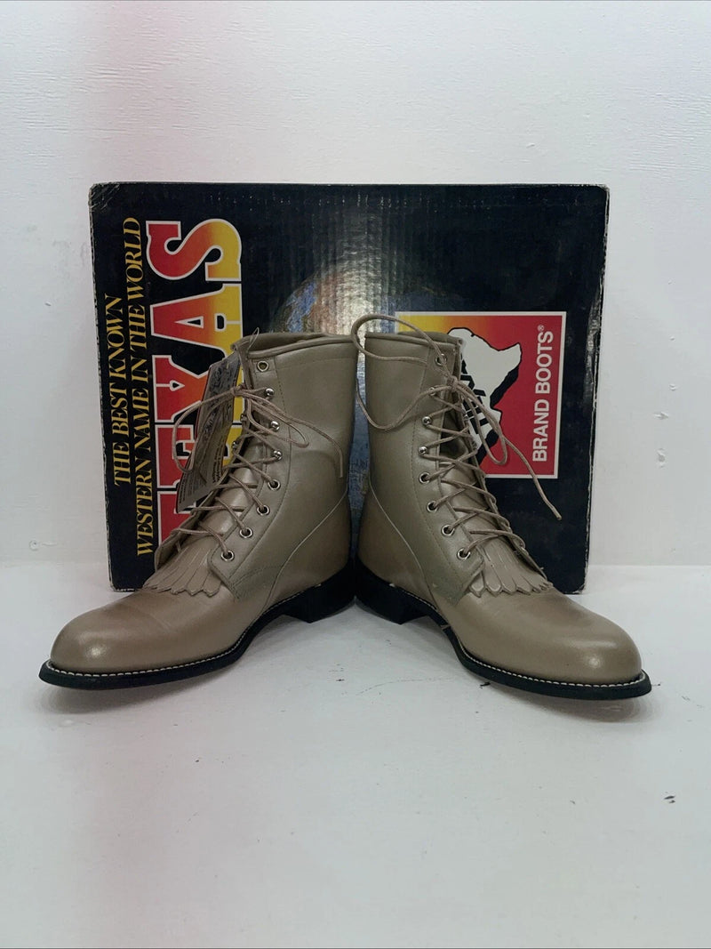 New Women’s Brown Lace Up Texas Brand Cowboy Boots. 4498 9 M. 15-85