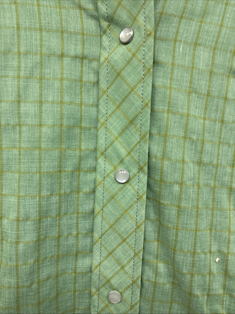 New Men’s Panhandle Slim Green Plaid Long Sleeve Pearl Snap Size 12 KK-61