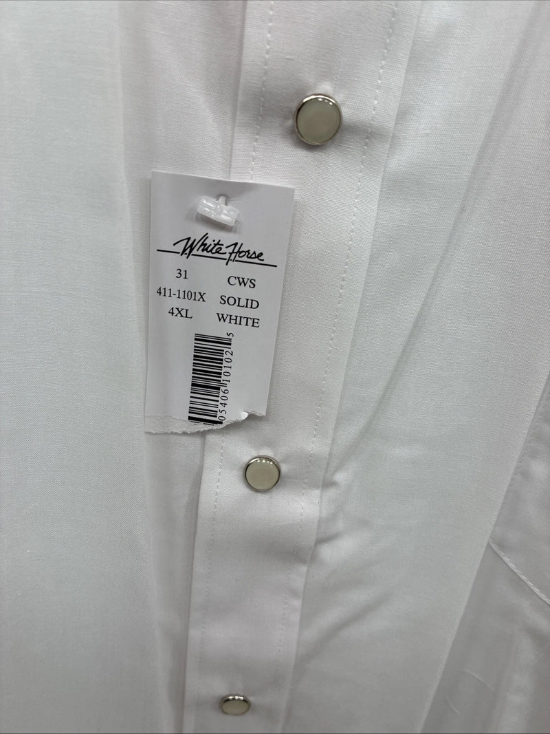 New Men’s White Horse White Shirt Sleeve Pearl Snap 4XL E-96